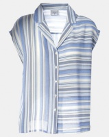 Contempo Stripe Boxy Shirt Blue Photo