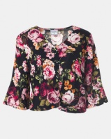 Contempo Floral Printed Twisted Top Multi Photo