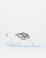 Queenspark Diamante Butterfly Jelly Ankle Strap Sandals Clear Photo