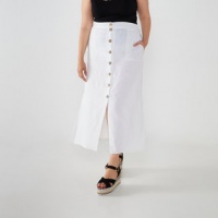 Utopia Plus Linen Button Through Skirt White Photo
