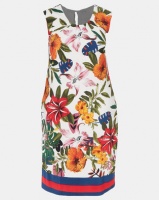 Queenspark Plus Collection Border Floral Printed Knit Dress Multi Photo