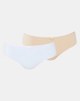 Playtex Cotton 2 Pack High Leg Panty Beige & White Photo