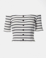 Contempo Generation Striped Off The Shoulder Top White Photo