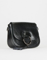 BELLINI Leather Tasseled Crossbody Bag Black Photo