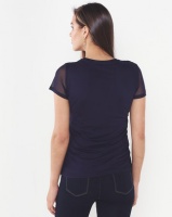 Queenspark Double Layer Mesh Knit Top Navy Photo