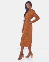 Brave Soul Maxi Shirt Dress with All Over Print Neutrals Photo