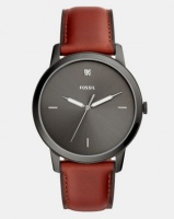 Fossil Luggage Minimalist Leather Watch Brown Photo