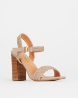 Miss Black TorcelloWeave Detail Stack Heel Taupe Photo