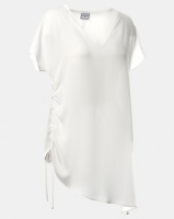 Contempo Asymmetrical Rouched Top White Photo