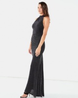 City Goddess London Halter Neck Glitter Maxi Dress Black Photo