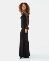City Goddess London Long Sleeved Floral Embroidered Maxi Dress Black Photo