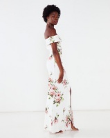 City Goddess London Floral Off The Shoulder Maxi Dress with Split White Photo