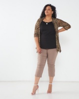 Queenspark Plus Collection Animal Printed Twofo Knit Top Brown Photo