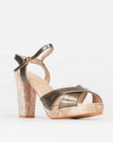 Queenspark Python Crossover High Heels Taupe Photo