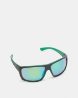 Dot Dash Shizz Sunglasses Black Satin Green / Green Chrome Photo