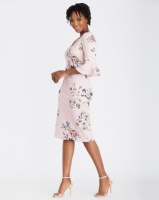 Contempo Multi Frill Sleeve Printed Dress Pink Photo