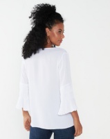 Queenspark Ornate Sleeve Woven Blouse White Photo