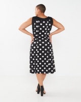 Queenspark Plus Collection Spot Knit Paneled Dress Black Photo