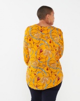 Queenspark Plus Collection Chain Printed Woven Blouse Mustard Photo
