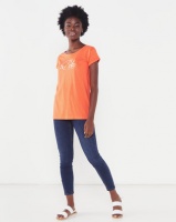 Polo Lds Jemma Ss Foil Printed Tee Coral Photo