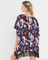 Joy Collectables Floral Top With Fringe Blue Multi Photo
