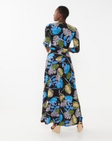 Utopia Printed 3/4 Sleeve Knit Maxi Dress Blue Photo
