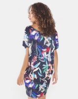 Michelle Ludek Tropical Print Jackie Midi Dress With Sleeve Detail Multi Photo