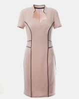 Contempo Cap Sleeve Piped Dress Pink Photo