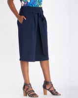Contempo Cropped Wide Leg Pants With Tie Navy Photo