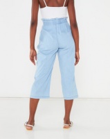 QUIZ Chambray Denim Paperbag Culotte Trousers Light Blue Photo