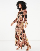 G Couture Long Bell Sleeve Maxi Dress Black Multi Photo