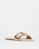 Legit S19 Flat Mule Sandals with Square Trim Blush Photo