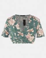 Legit Crossover Floral Blouse Floral Green Photo