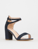 Polo Morgan Ankle Strap Suede Heel Sandals Navy Photo