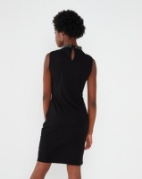 Queenspark Beaded Choker Knit Shift Dress Black Photo