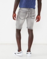 K-Star 7 Structured Patched Denim Shorts Dirty Grey Photo