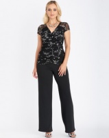 Contempo Rouched Front Printed Mesh Top Black Photo