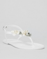 Queenspark Contrast Jelly Flower Ankle Strap Sandals White Photo