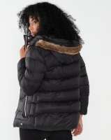Jeep Fur Lined Hooded Poly Puffer Jacket Black Photo