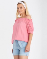Contempo Off Shoulder Strappy Top Pink Photo