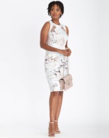 Contempo Multi Printed Dress With Mesh Insets Grey Photo