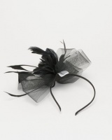 Queenspark Small Bow & Feather Trim Fascinator Black Photo