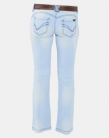 Utopia Light Wash Skinny Jeans With Belt Blue Photo