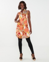 Queenspark Sleeveless Collared Shirt Dress Knit Top Multi Photo