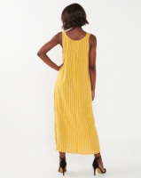 Queenspark Stipple Maxi Viscose Woven Sleeveless Dress Mustard Photo