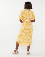 Queenspark Printed Button Through Woven Dress Mustard Photo