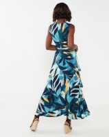 cathnic By Queenspark cath.nic By Queenspark Tropical Print Maxi Knit Dress Navy Photo