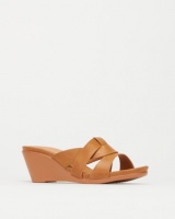 Queenspark Classic French Upper Medium Heeled Wedges Tan Photo