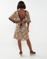 Utopia Black Ethnic Print Viscose Tunic Dress With Trim Photo