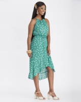 Contempo Halter Dress With Wrap Frill Green Photo